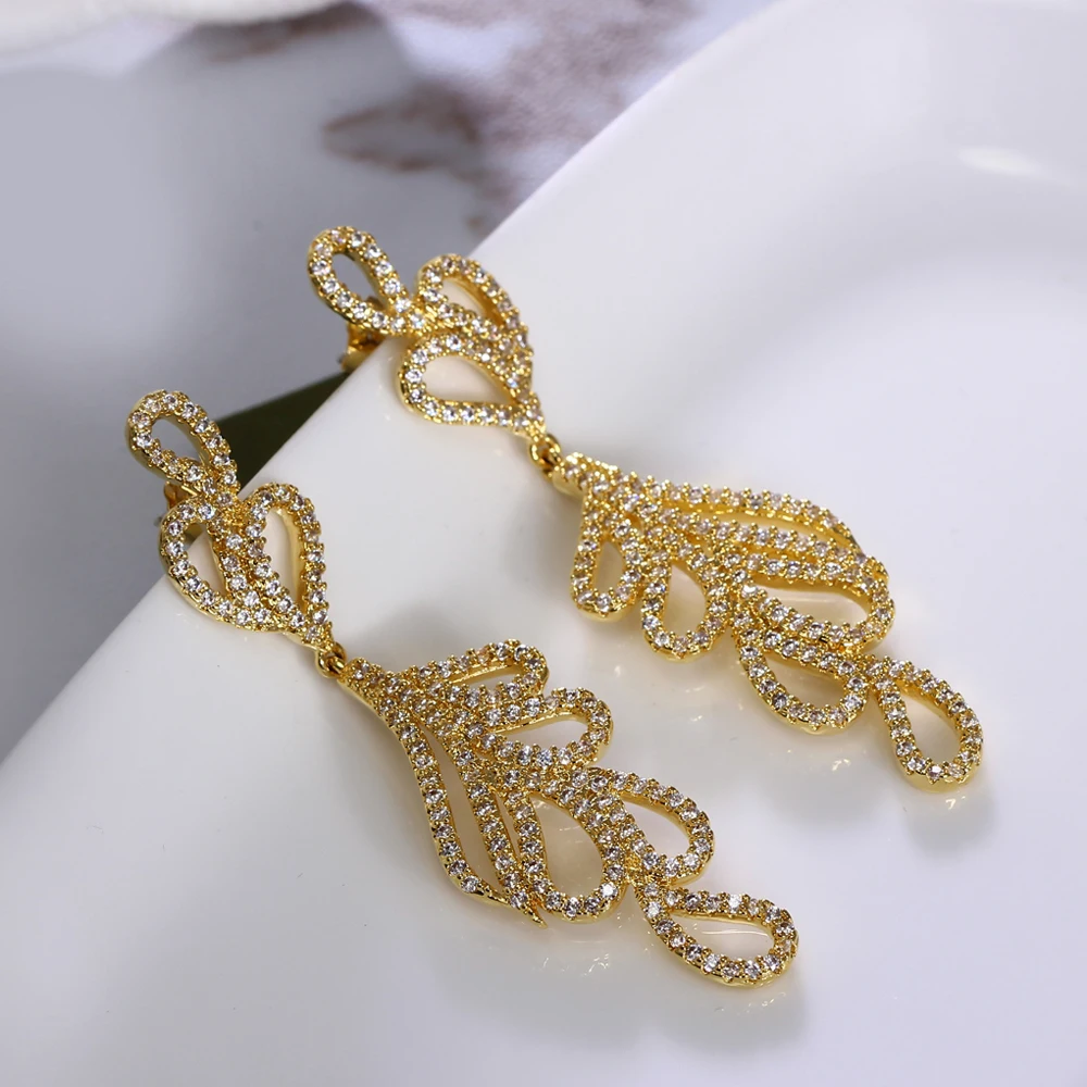 Earrings for dinner statement oorbellen aretes pendientes jewellery accesorios mujer Long Cubic Zirconia Bridal Wedding earring