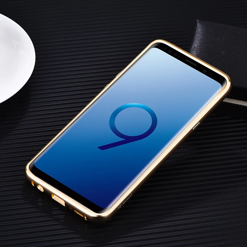 iMatch Luxury Aluminum Metal Bumper Carbon Fiber Back Cover Case for Samsung Galaxy S9 & Samsung Galaxy S9 Plus