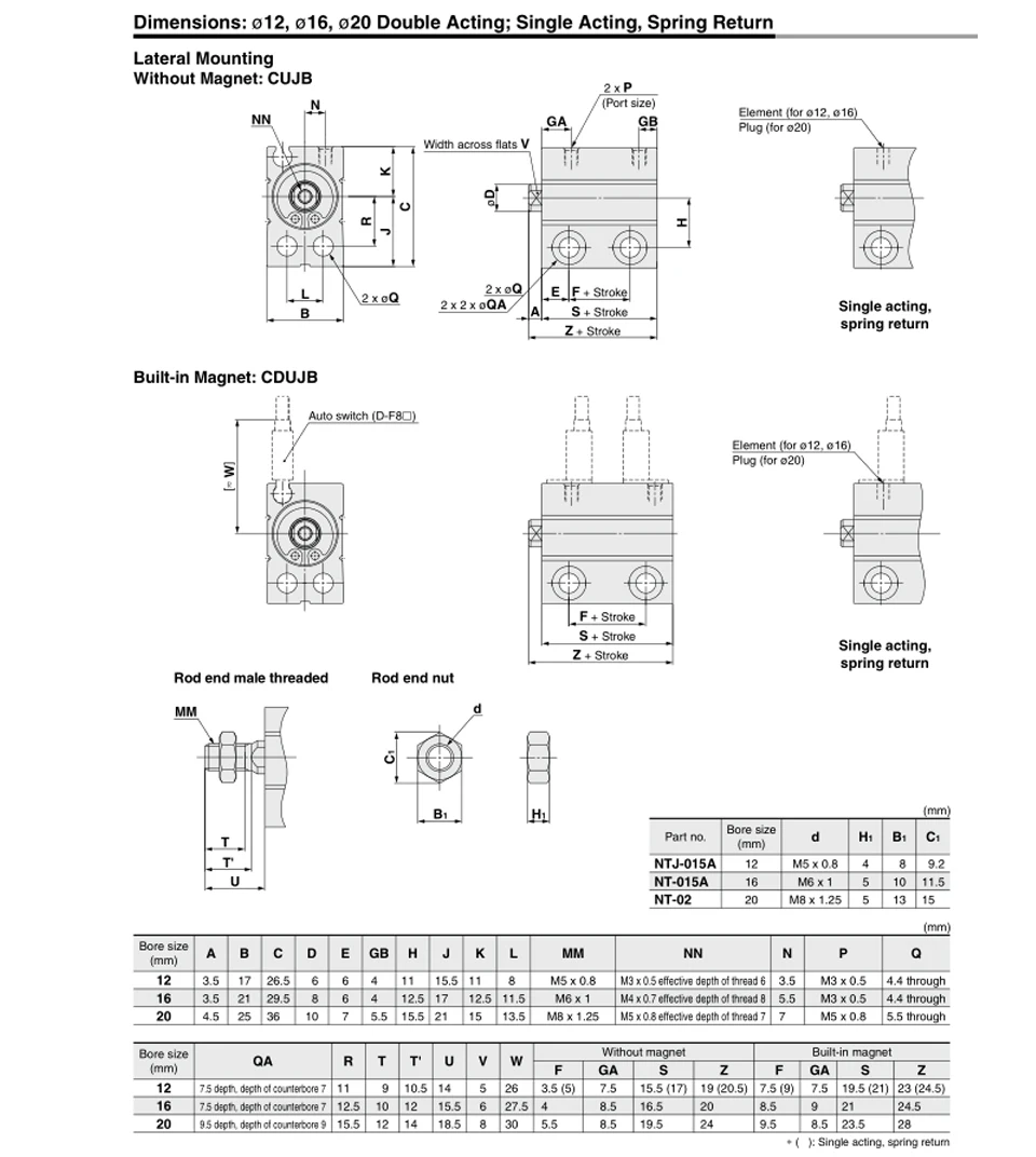 Миниатюрный свободный установочный цилиндр SMC CDUJB CUJB 4 6 8 10-4-6-8-10-15-20-25-30-DM