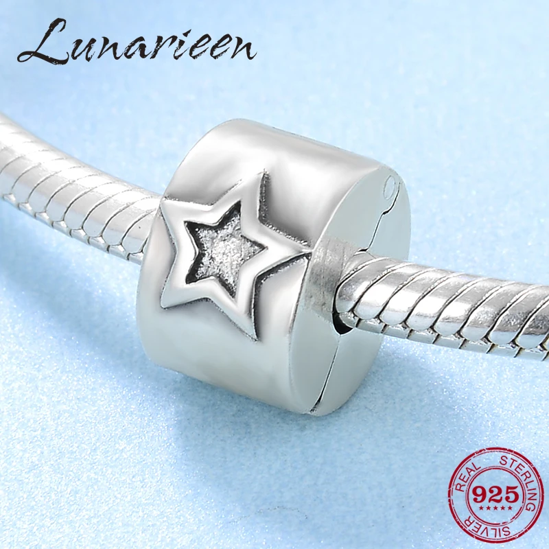 

Hot 925 sterling silver charm Star diy for clips Lock beads jewelry making womens bracelets trendy 2018