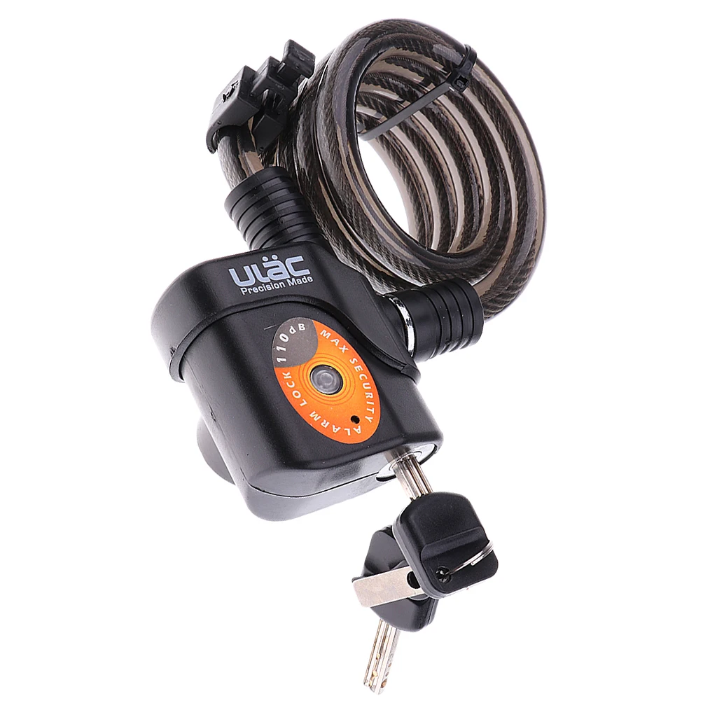 

Bike Lock Anti-theft Alarm Bicycle Cable Locks with Mounting Bracket and 2 Keys