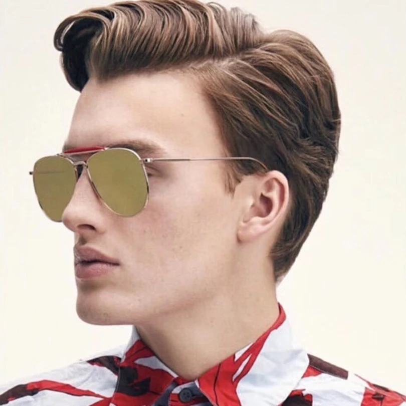 

High quality titanium pilot frame men sunglasses gold mirrored lens
