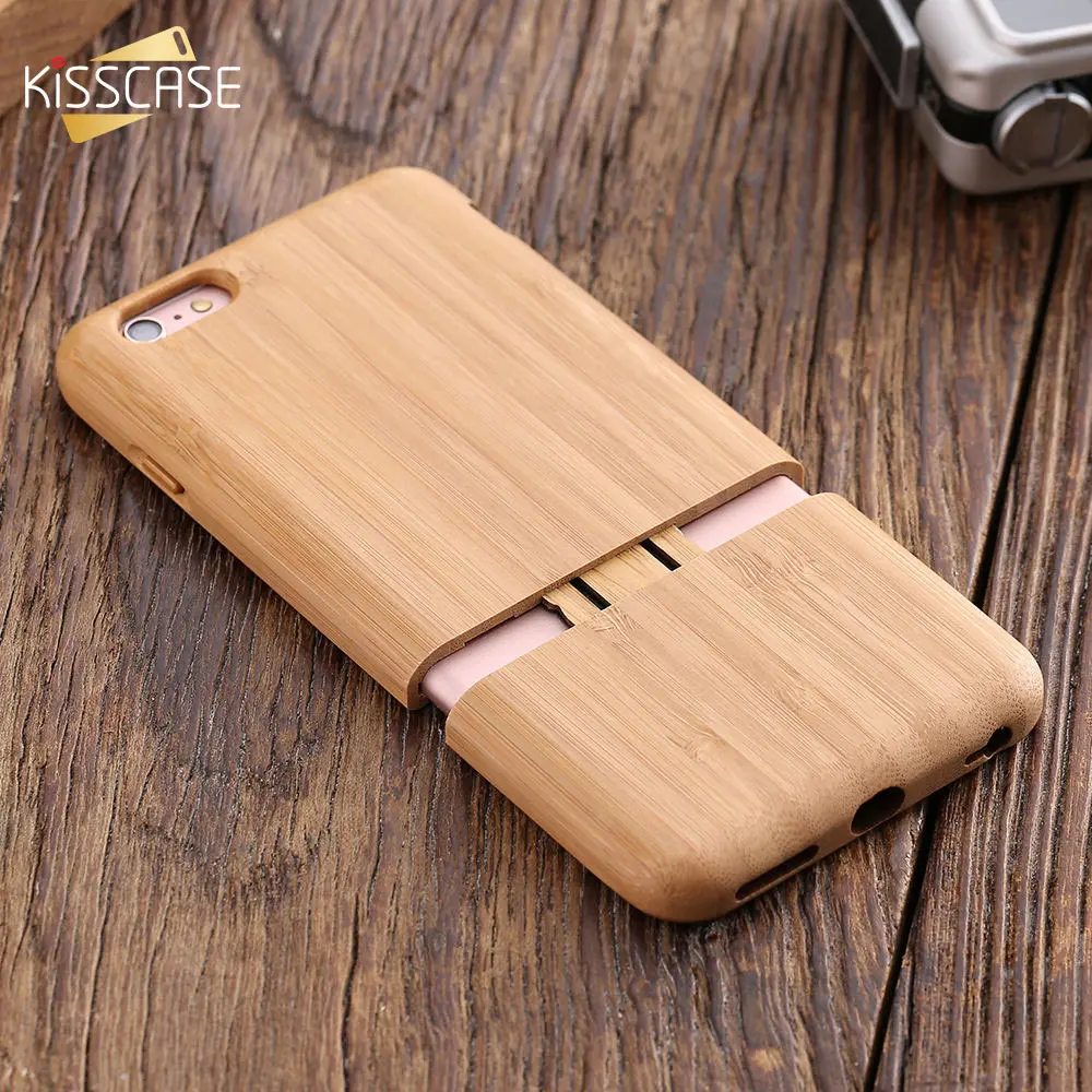 Винтажный чехол KISSCASE из натурального дерева для iPhone 5S 6 6s Plus гибридный 2 в 1 чехлы