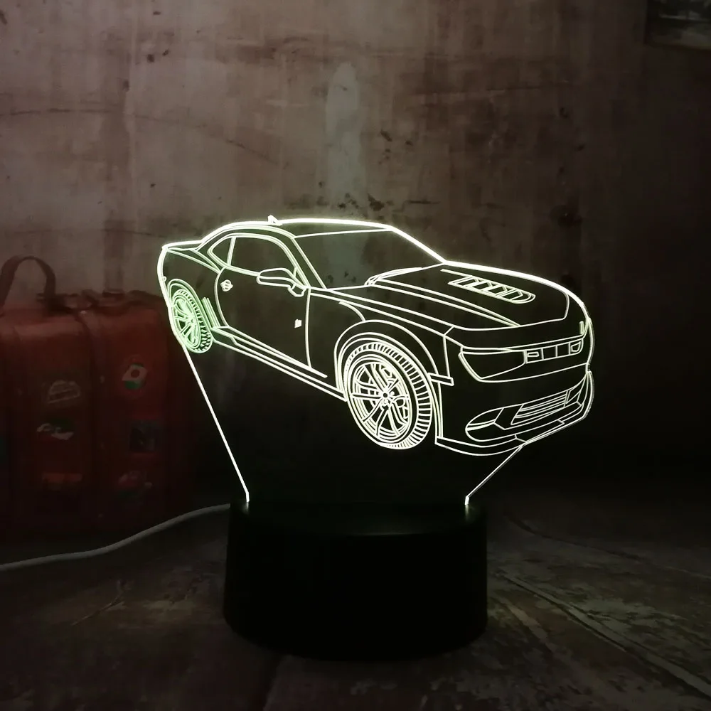 Modern 3D Car LED Night Light RGB 7 Colors Change USB Touch Bedroom Table Lamp Home Party Decor Boy Kids Gift for Children's Day