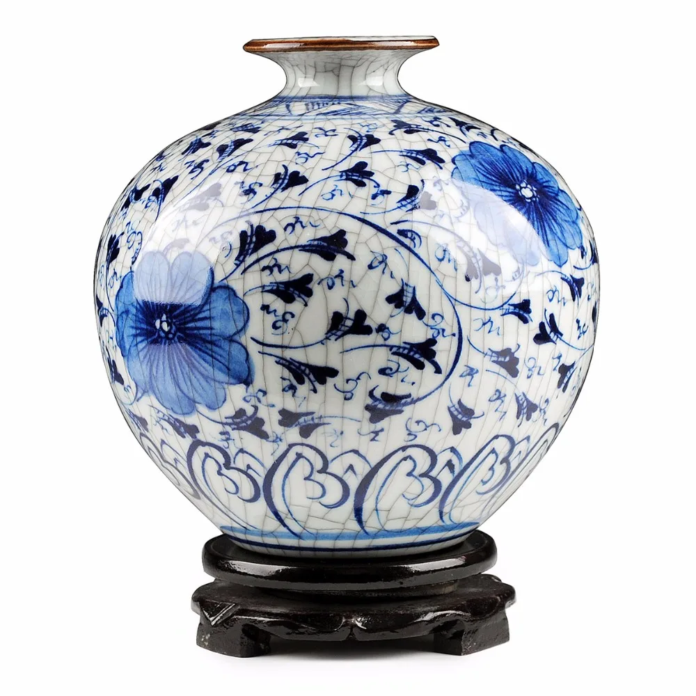 Antique Vintage Porcelain Vase Home Decoration Blue and White Glazed