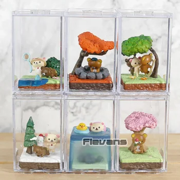 

Rilakkuma Bear Seasonal Terrarium Kawaii Mini PVC Figures Toys Dolls 6pcs/set