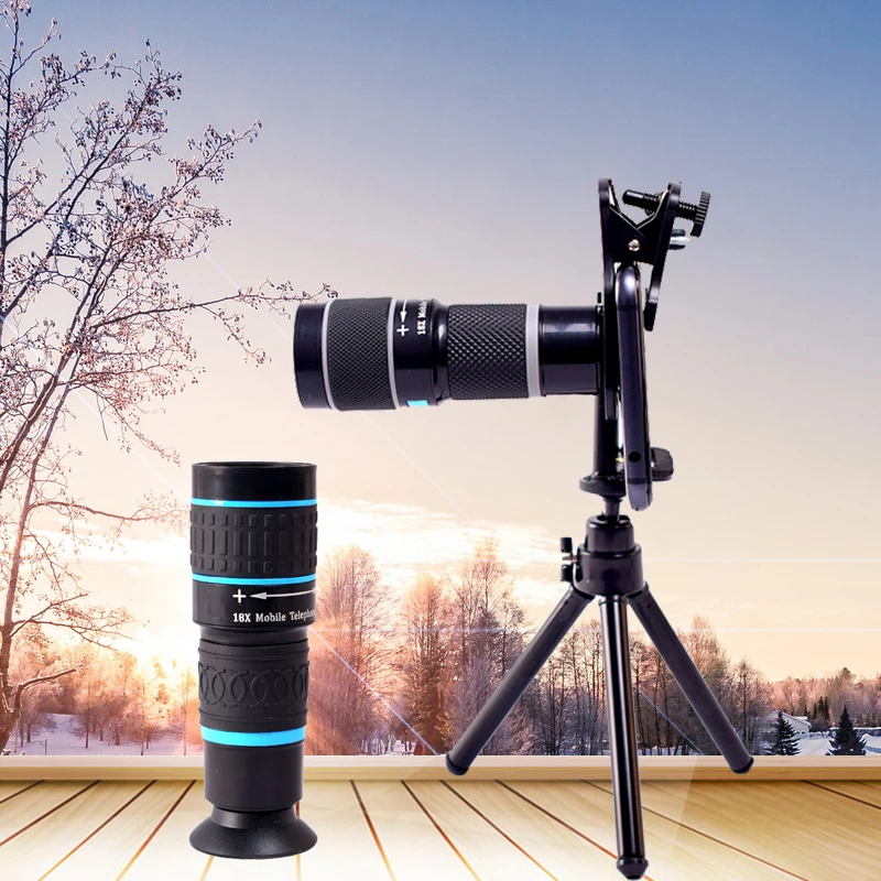 

Hunting Optics 18X Zoom HD Objective Lens Telephoto Telescope Monocular Clip-On For Mobile Phones for Outdoor Bird Watching