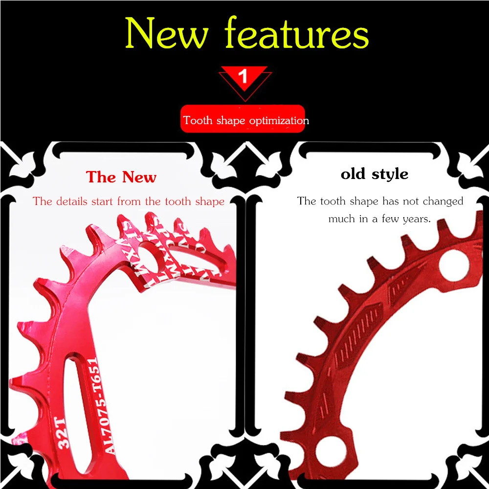 VXM Round Narrow Wide Chainring MTB bike Newest design Hollow ultralight 104BCD 32T 34T Chainwheel 7075-T6 Circle Crankset Plate