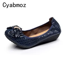 Cyabmoz/летние женские повседневные туфли с бантом; модные тонкие туфли; дышащая обувь на плоской подошве; sapato; женские мокасины; женская обувь