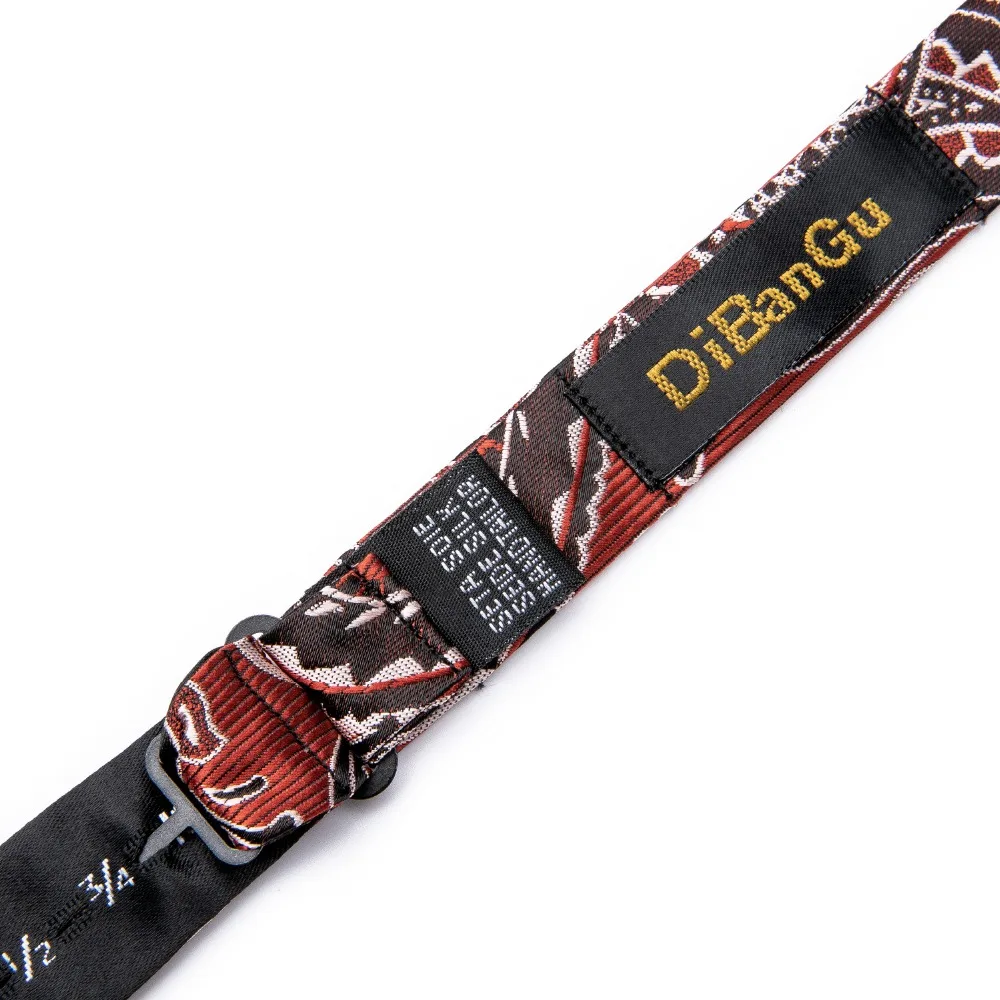 DiBanGu Красный Пейсли шелк ручной работы Мужчины Бабочка самостоятельно регулируемый галстук-бабочка Карманный платок носовой платок набор для мужчин подарок LH-075