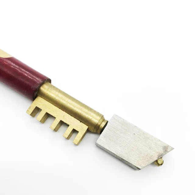 17.5mm Portable Glass Cutter Professional Diamond Tipped Glass Cutter Pencil Window Glass Craft Cutting Knife Wooden Handle Tool