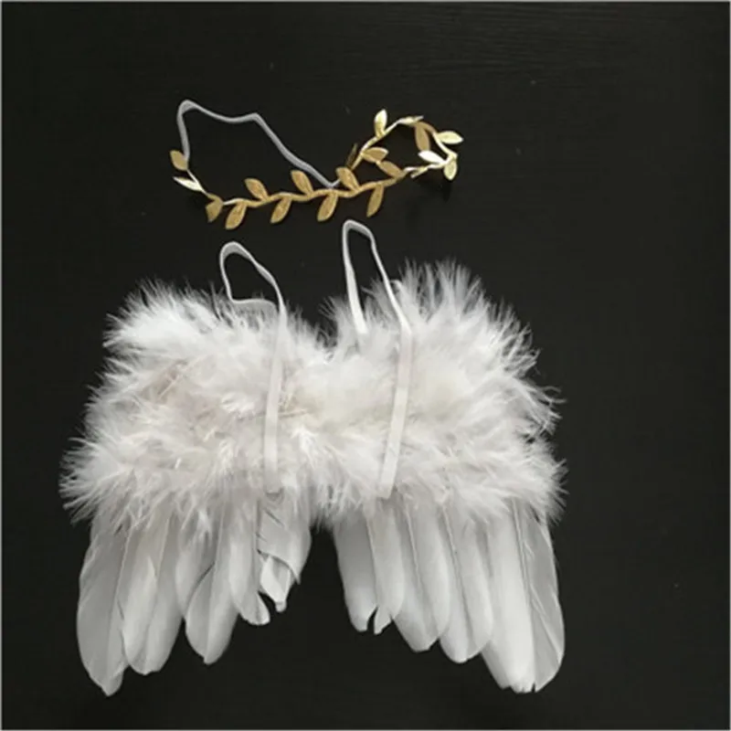 Перьевые Крылья ангела для новорожденных; реквизит для фотосессии; Детские крылья+ повязки на голову; подарок для девочек и мальчиков; шапка для фотосессии; наряды