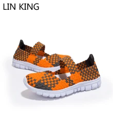 LIN REY Moda Mujeres Zapatos Swing Tejido Otoño Primavera Resbalón en Los Zapatos Perezosos Transpirable Cuña Zapatos Casuales Color de La Mezcla Para femenino
