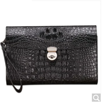 

baosidu Men's crocodile leather handbag man leather envelope bag large capacity hand bag business male bag black