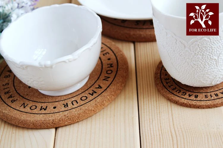  High Quality Japan Zakka Style Soft Wood Round Placemat Coaster Paris Eiffel Tower Printed Dining T