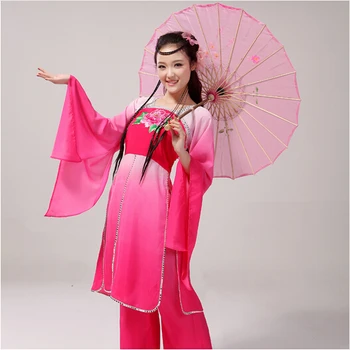 

Chinese Classical Dance Costume Fairy culottes stage pink Gradient costume Hanfu elegant dance ancient poetry dance clothing