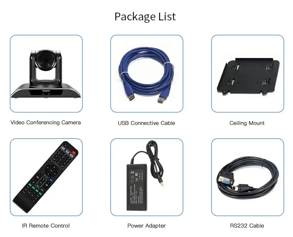 Câmera de Vídeo Câmera para Projetor Tenveo Hdmi Completo hd 1080p Usb 3.0 10x Zoom Óptico 2.38mega Pixel Vídeo Conferência Vhd103u Ptz 14 Sistema de conferência
