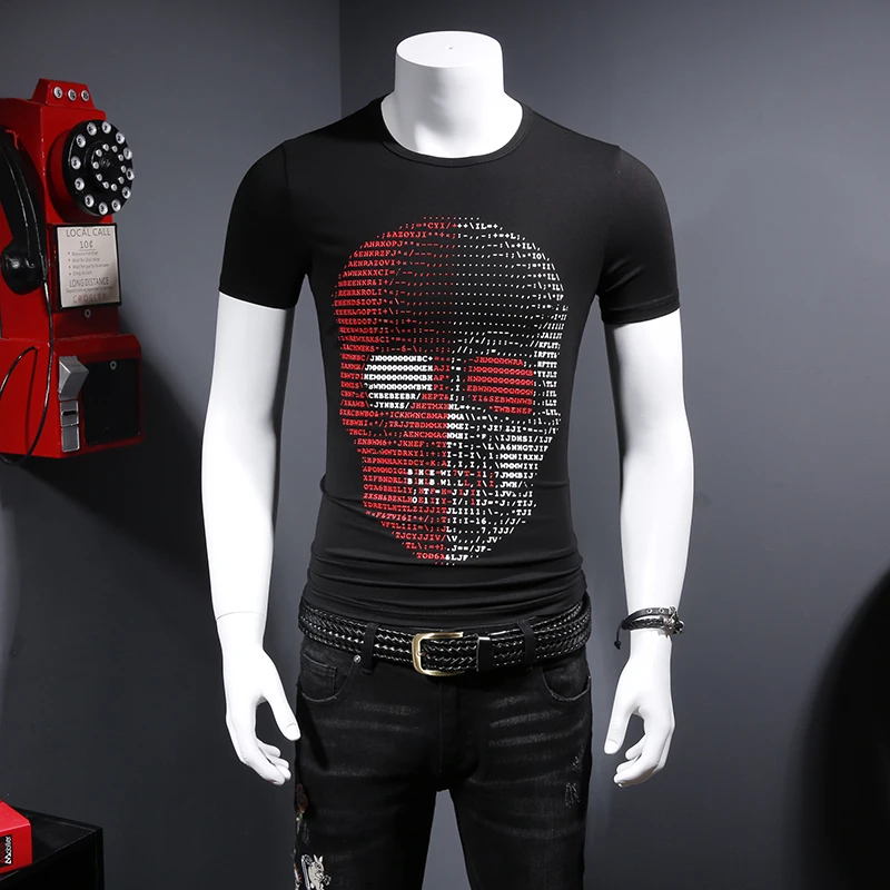 

Personality skulls pattern print fashion fancy short sleeve t shirt Summer 2019 New high-quality cotton luxury t shirt men M-4XL