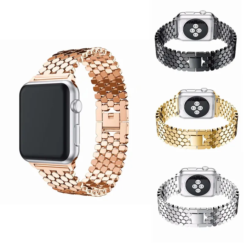 Модный ремешок для браслетов Apple Watch 42 мм 38 40 44 из нержавеющей стали наручных часов