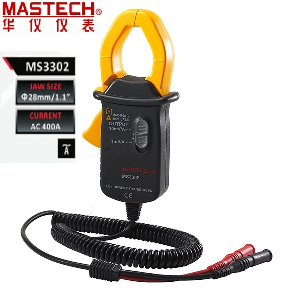 MASTECH MS3302 AC Current 0.1A 400A Clamp Meter Transducer True RMS