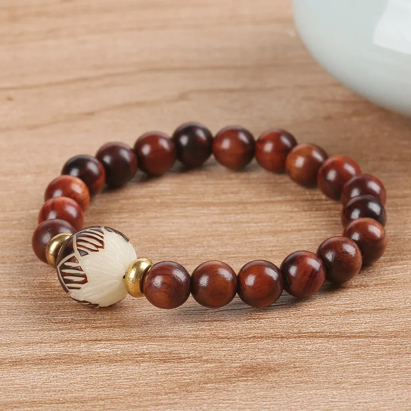 Handmade Wood Buddha Beads Prayer Bracelets Bodhi Seeds Lotus Tibetan