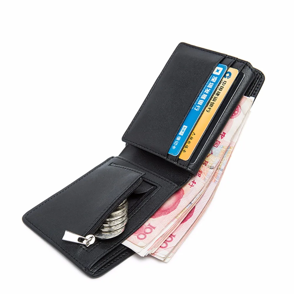 Мужской карбоновый кошелек из натуральной коровьей кожи маленький кожаный для