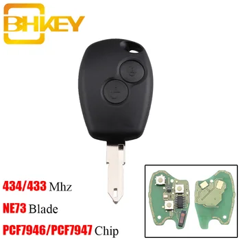 

BHKEY 2Button NE73 Blade Remote Car key 433Mhz For Renault Duster Logan Fluence Clio PCF7947/PCF7946 Chip optional Free shipping