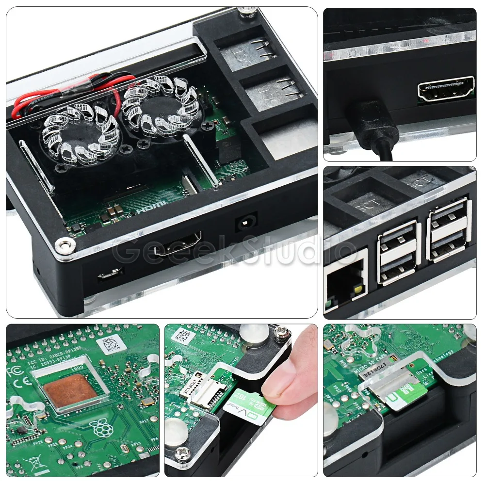 Чехол из акрилового АБС пластика с дополнительной версией 3B + Dual Fan Heatink 5V 2.5A