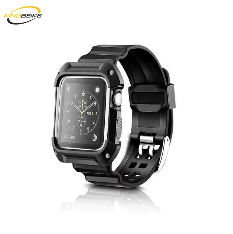 KINGBEIKE Sport Silicone Watchband+Frame For Apple Watch 38mm 42mm iWatch Series 1 2 3 Watches Anti-fall Frame Protective Sleeve