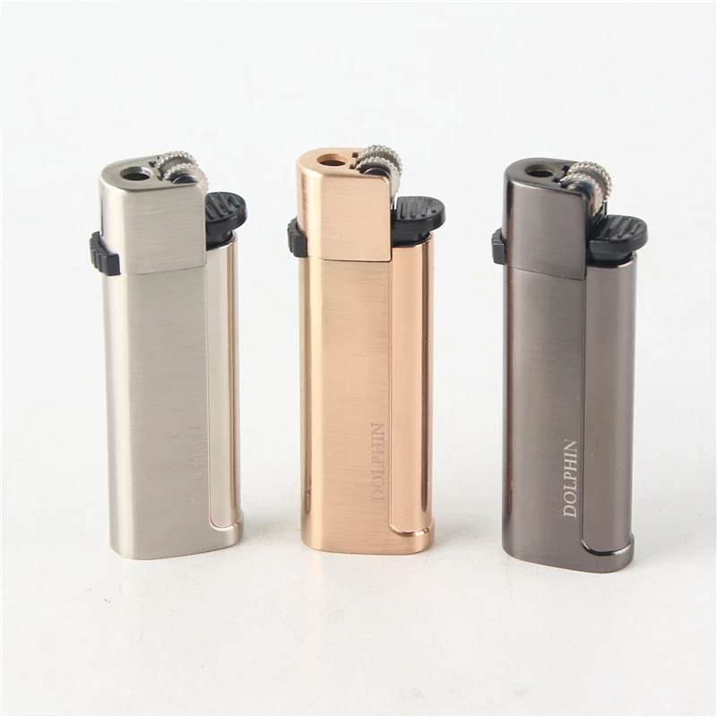 

Cigarette Accessories Mini flame shape butane gas lighter Grinding wheel metal lighter