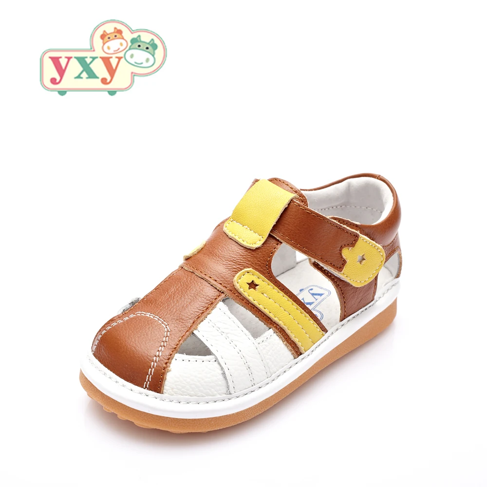 

YXY brand summer squeaky genuine leather soft sole baby boys girls toddlers anti-slip hook&loop sandals shoes