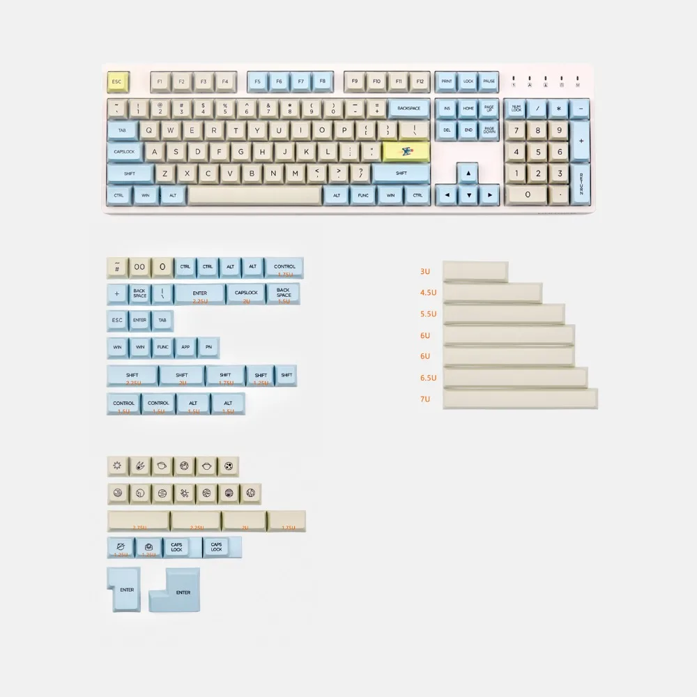 Moon Landing Mars Colony XDA Profile PBT 121 165 Keys Dye Sub Keycap набор подходит для механической клавиатуры MX Switches