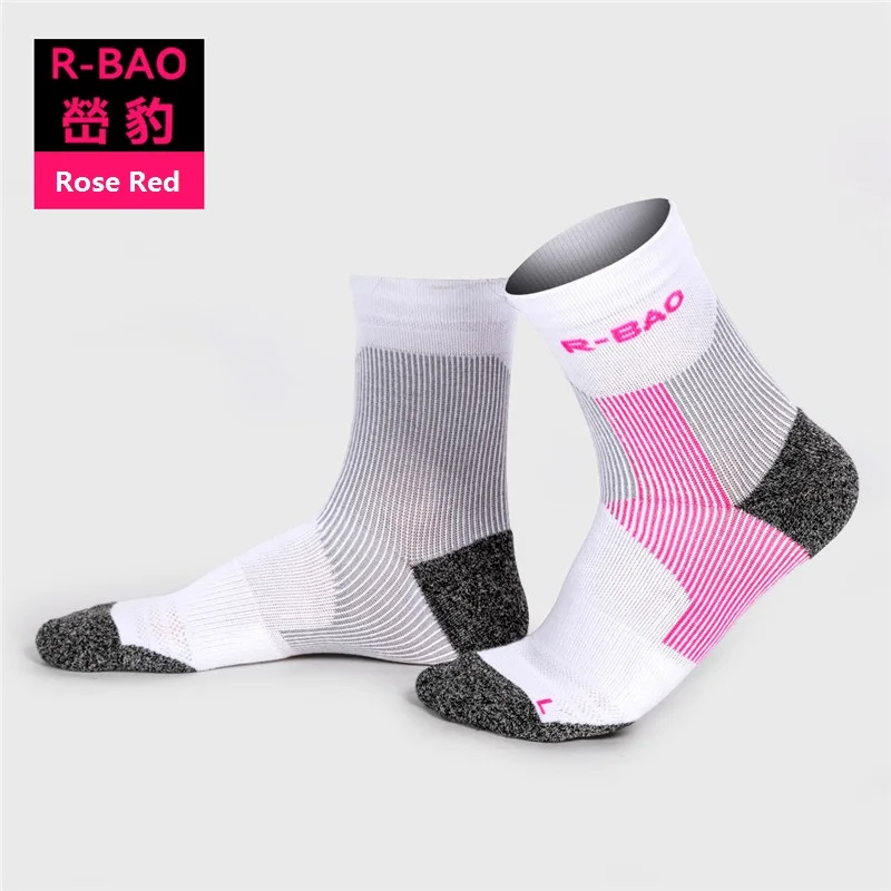 RB054, Новое поступление, мужские/женские носки для бега Marathon, высокое качество, защищают лодыжку, Компрессионные спортивные носки, 3 пары = 1 партия - Цвет: Rose Red