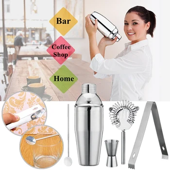 

5Pcs 750ml Professional Bartender Set Cocktail Shaker Set Hand Shaker Drink Fancy Jug Wine Mixer Party Bar Set Brewing Ki