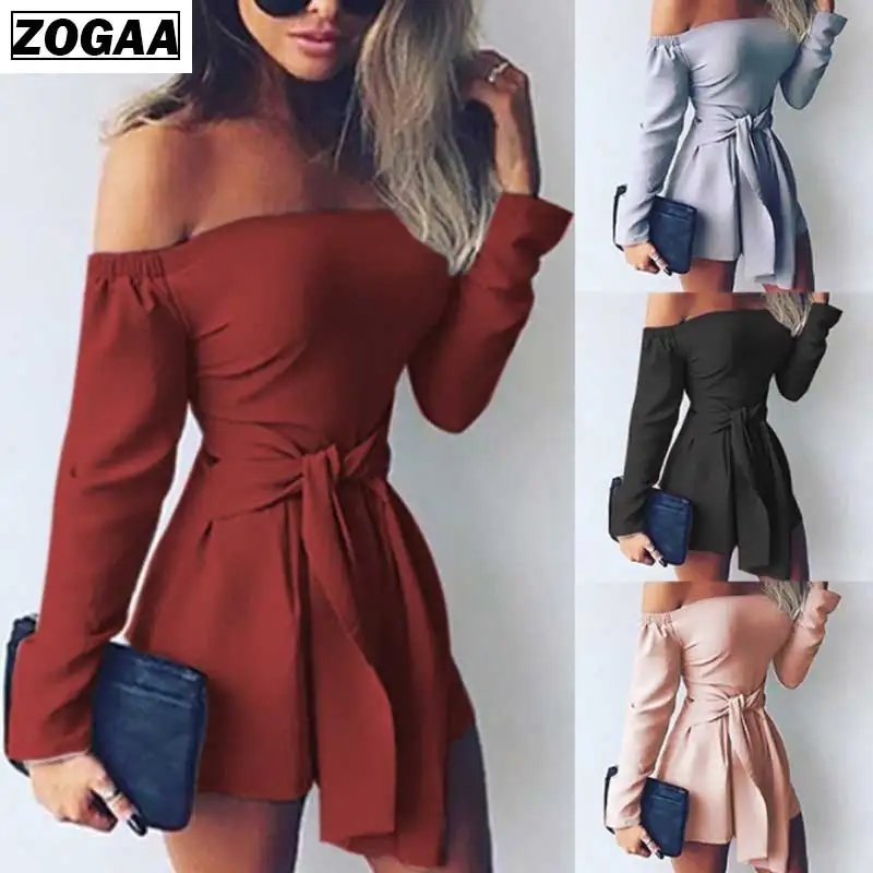 

Summer Slash Neck Jumpsuit Women Rompers Sexy Bodysuit Bow Playsuit Long Sleeve Catsuit Cotton Playsuit Ladies Jumpsuit ZOGAA