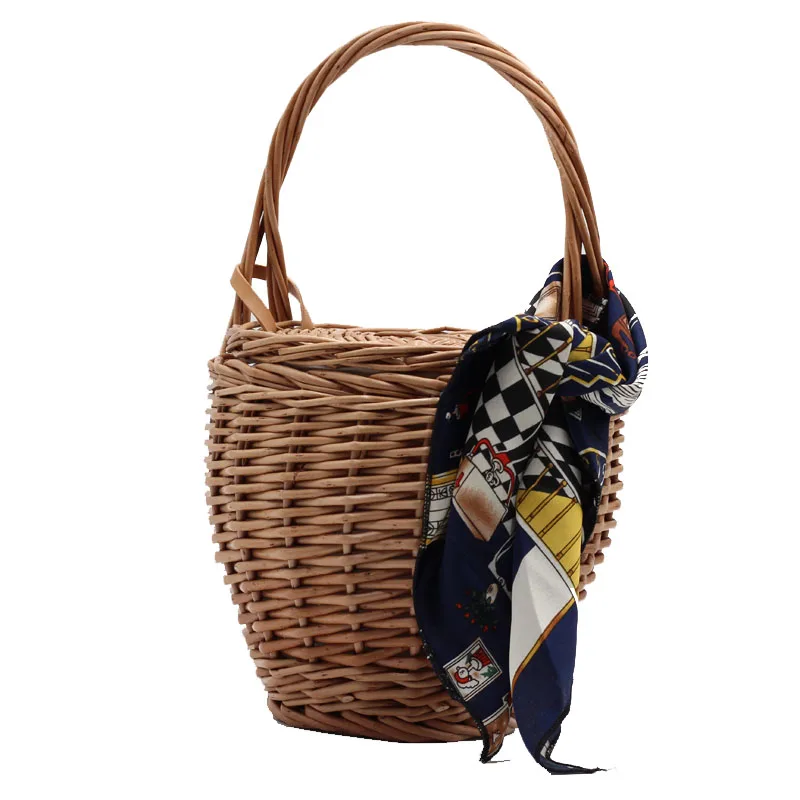 TOPHIGH Borsa a mano intrecciata in vimini di bambù Borse a cestino per le donne 2025 Borsa da spiaggia estiva di moda Vendita calda Molto bella Tote Bolsos - immagine 2