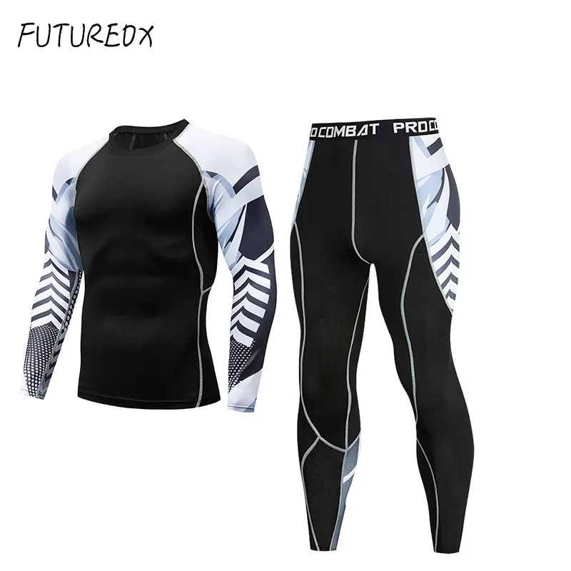 

Mens Fitness Long Sleeves Rashguard T Shirt Men Bodybuilding Skin Tight Thermal Compression Shirts MMA sports Yoga Workout Top