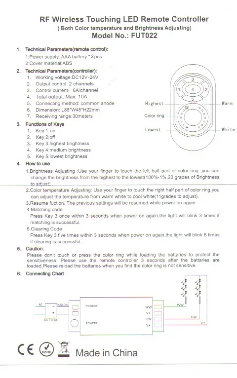 2,4 ГГц, RF сенсорный светодиодный двойной белый, CCT, RGB/RGBW контроллер сенсорный пульт дистанционного управления! 12-24 V
