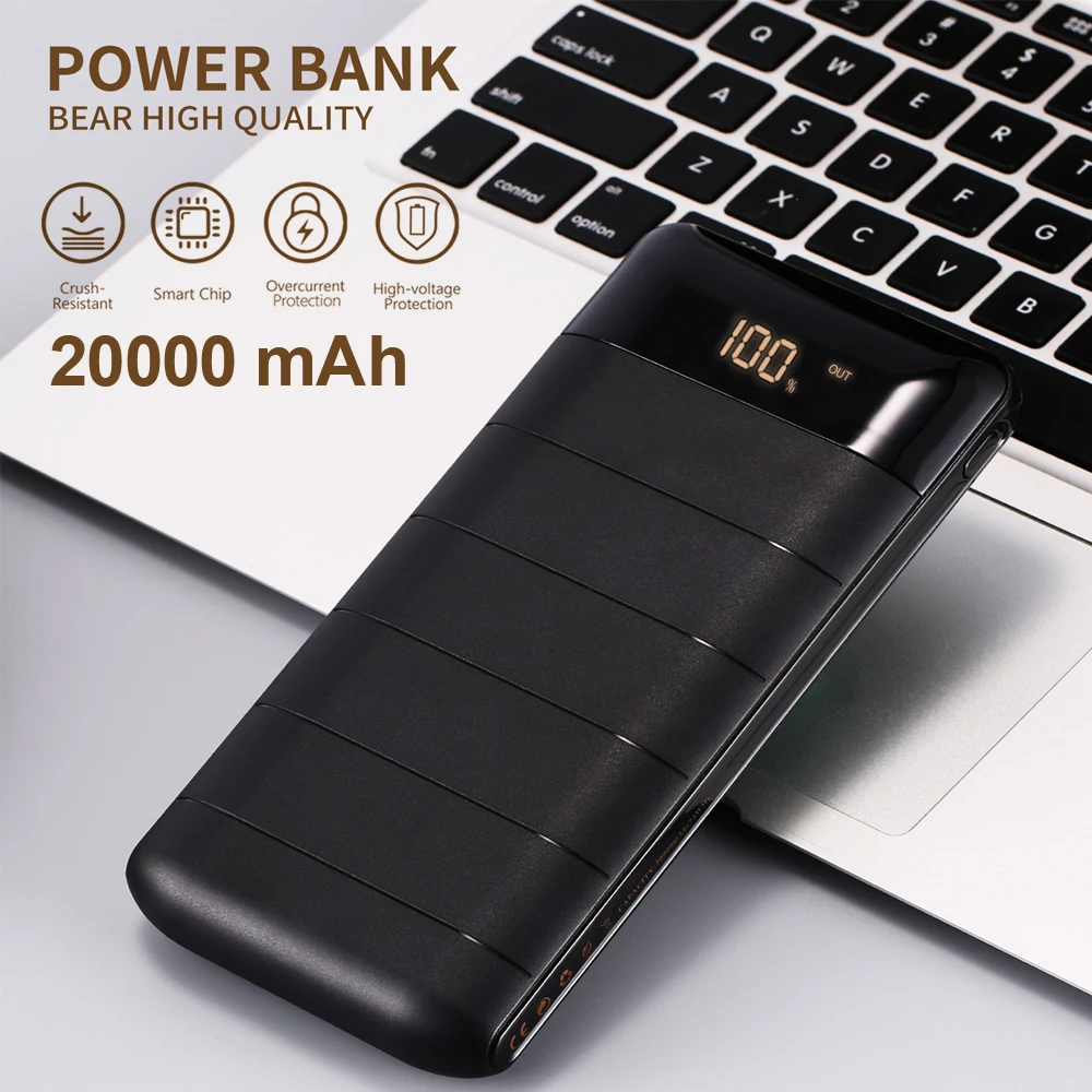Портативное зарядное устройство 20000 мАч для iphone 7 Xiaomi mi Huawei ЖК-дисплей двойной USB