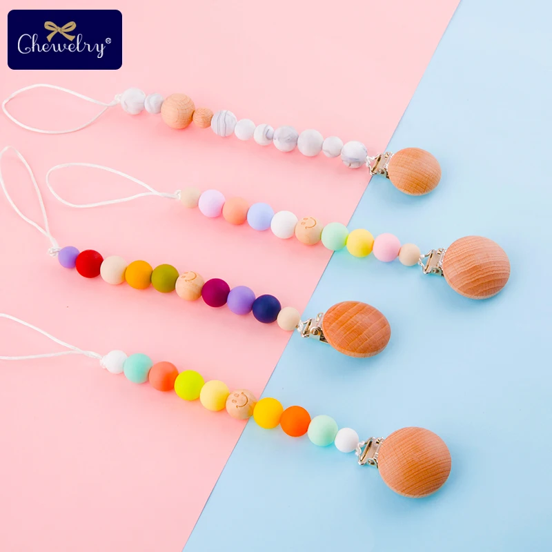 

1pc Baby Silicone Teether Pacifier Clip Chain Food Grade Perle Silicone Beads Teething Baby Teether Nurse Gifts Children'S Goods