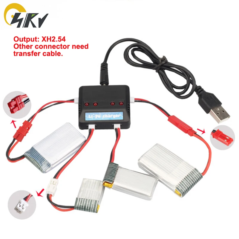 4 в 1 USB 4,2 V 5V зарядное устройство для 3,7 V RC Lipo батареи с XH2.54 USB кабель