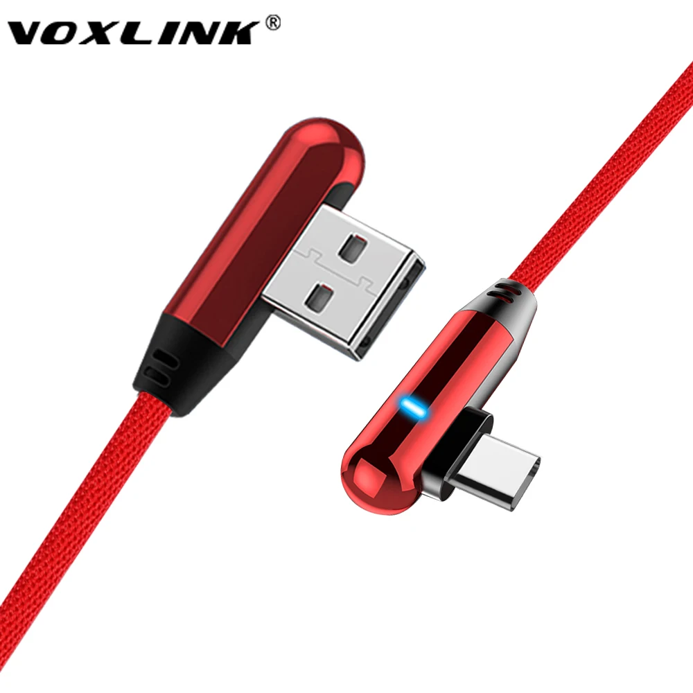 

VOXLINK 90 Degree USB Type C Fast Charging usb c cable Type-c data Cord Charger usb-c For Samsung S8 S9 Note 9 8 Xiaomi mi8 mi6