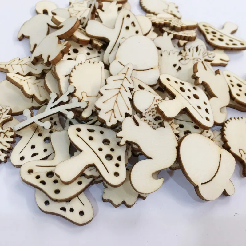 50pcs/lot Flower Heart Shape Wooden Craft Hanging Ornament Home Party Table Decoration DIY Handmade Scrapbooking Crafts 62569