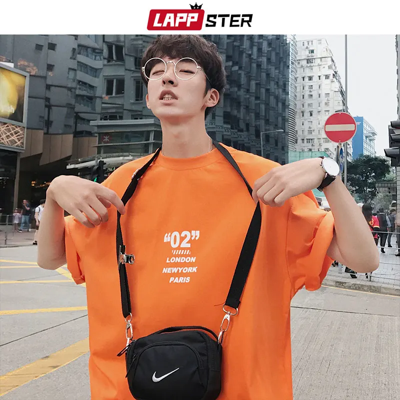 LAPPSTER мужские футболки с забавным принтом, уличная одежда, лето, мужская повседневная футболка в стиле Харадзюку, Мужская футболка высокого качества в Корейском стиле для скейтборда