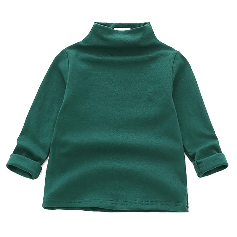

Spring Baby Girls T-Shirts For Boys Girls Winter Long Sleeve Baby T-Shirt Tops Solid Half High Collar Kids Clothes 1-5YA