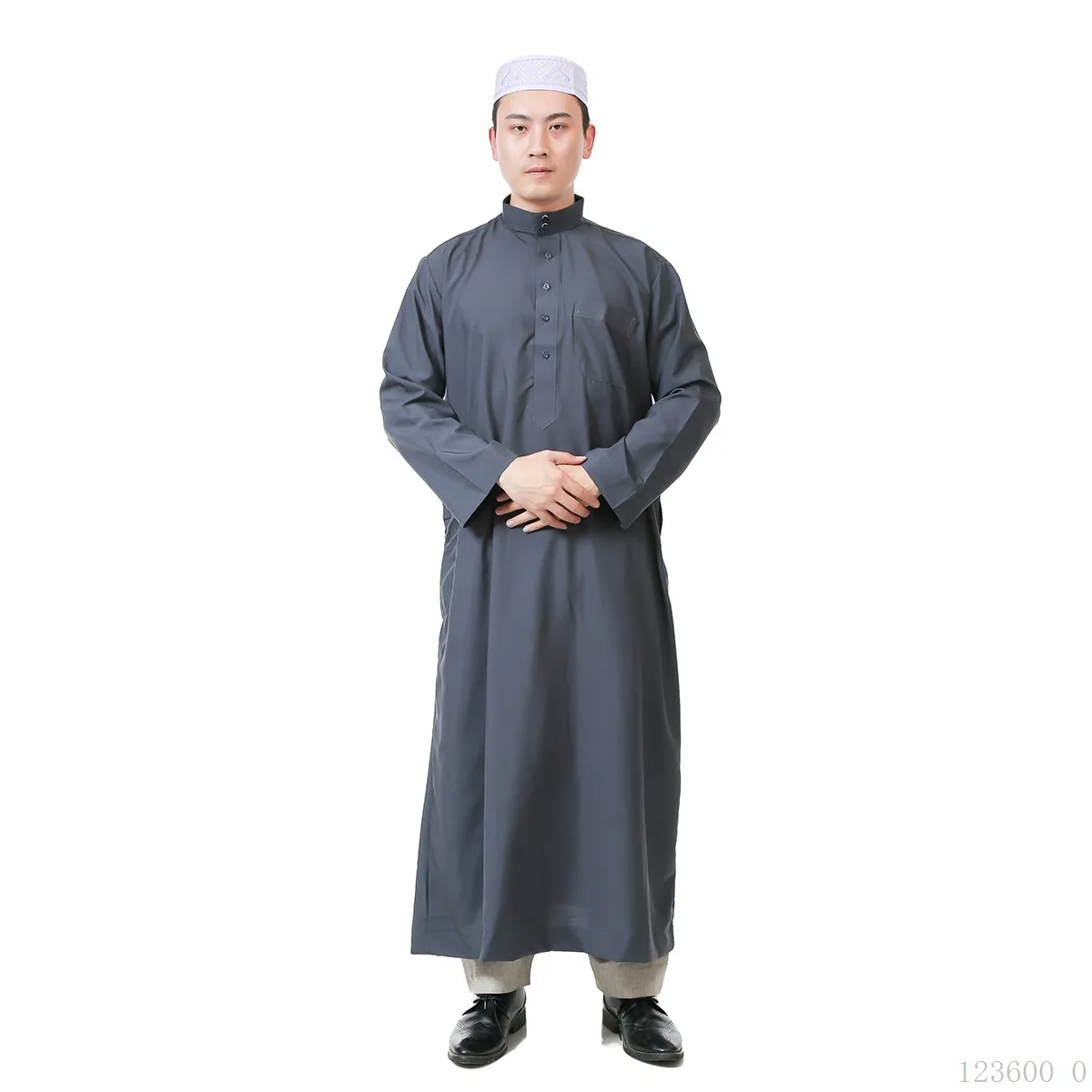 

Men Muslim Robe Arabian Fashion Middle East Style Pure Color Worship Clothes Nationality Daily High Quality Loose Simple Robe