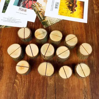 

10pc Wooden Stump Shape Photo Clip Card Holder Message Wedding Party Photo Holder Office School Home Desk Decoration Accessories
