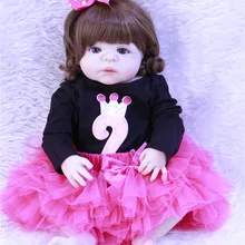 Кудрявые очаровательные 55 см Кукла Reborn ручной работы полностью силиконовая Bebe кукла новорождённого кукла Boneca в милой одежде модные куклы для девочек