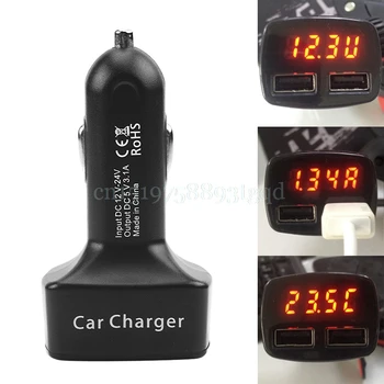 

Dual USB Car Charger Adapter Voltage Current 5V 3.1A Celsius Temperature Tester charger outdoor