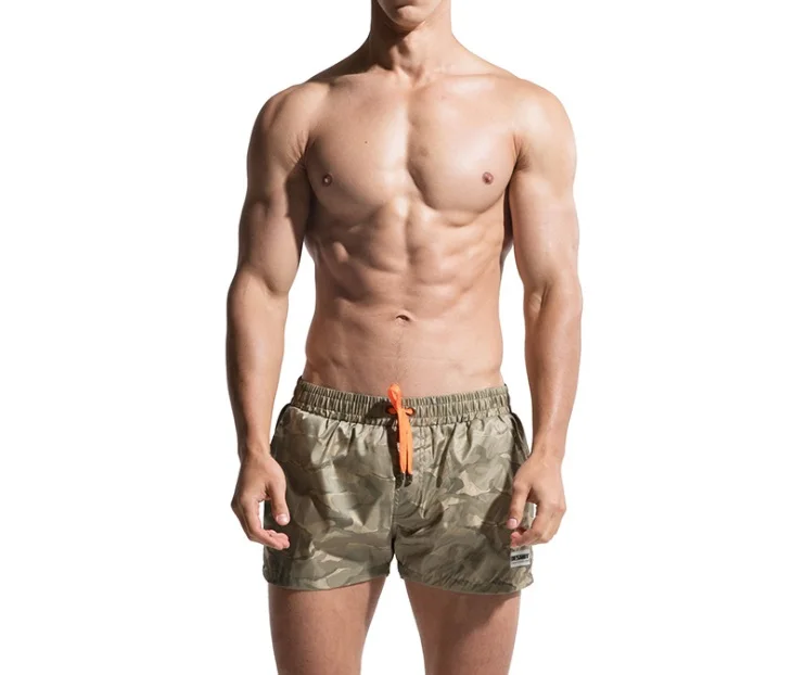 Des21 men sexy swimwear summer beach shorts surfing swim trunk shorts men swimsuit sunga fitness running shorts quick dry - Цвет: Зеленый